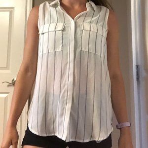 Light and Dark Blue Striped Blouse Tank